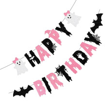 Décorations pour fête d'anniversaire d'Halloween - Bannière en papier multicolore (1 pièce)