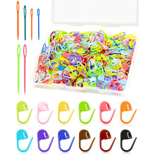 300 Pcs Stitch Markers With 6 Large Blunt Sewing Needles, Colorful Plastic Knitting Markers, Crochet Hook Clip, Bulk Hook Markers For Stitch Locking