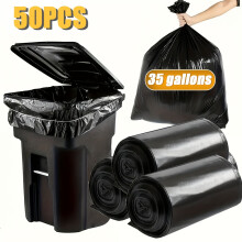35/65 Gal Heavy Duty Trash Bags, Tear-Resistant Black Garbage Bags – 25/50/100/150 Pack for Gardening, Outdoor, Camping & Commercial Use