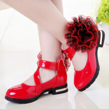 (27) Girls PU Leather Party Shoes Anti-Slip Breathable
