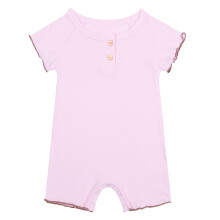 Macacão infantil unissex em algodão e linho, sem mangas, com babados, para primavera/verão, roxo, tamanho 24M/90.