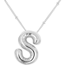 Bubble Letter Necklace 18K Gold Plated Initial Pendant 18