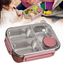 Boîte à bento 3 compartiments en acier inoxydable – Étanche, compatible lave-vaisselle, facile à nettoyer, idéale pour le travail, la famille,