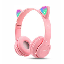 Cat Ear Headphones with LED Lights, Bluetooth 5.0 & Wired, Built-in Mic/Mute, Foldable, Comfortable for Kids/Teens/Adults – School, Travel, Gaming