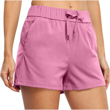 Shorts de corrida femininos com forro, cintura alta, leves e ideais para exercícios, com bolso.