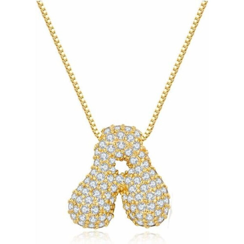 Bubble Letter Necklace 18K Gold-Plated Initial Pendant 18