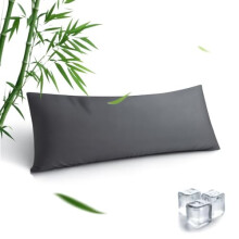 Taie d'oreiller rafraîchissante en viscose de bambou avec fermeture éclair, douce et respirante, respectueuse des cheveux et de la peau, grise (1