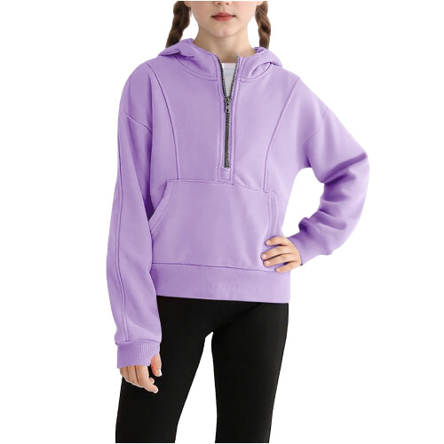 Girls Half-Zip Pullover Hoodie Long Sleeve Sweatshirt with
