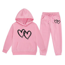 Boys Girls Baggy Sweatsuits 2 Piece Outfits Graphic Print Preppy Clothing Set Pullover Hoodies and Trackpants Pink 8-9 Years