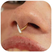16G Septum Ring – 316L Surgical Steel Teardrop Nose Hoop with Clear CZ, Compatible with Daith/Tragus/Helix/Cartilage, 8mm