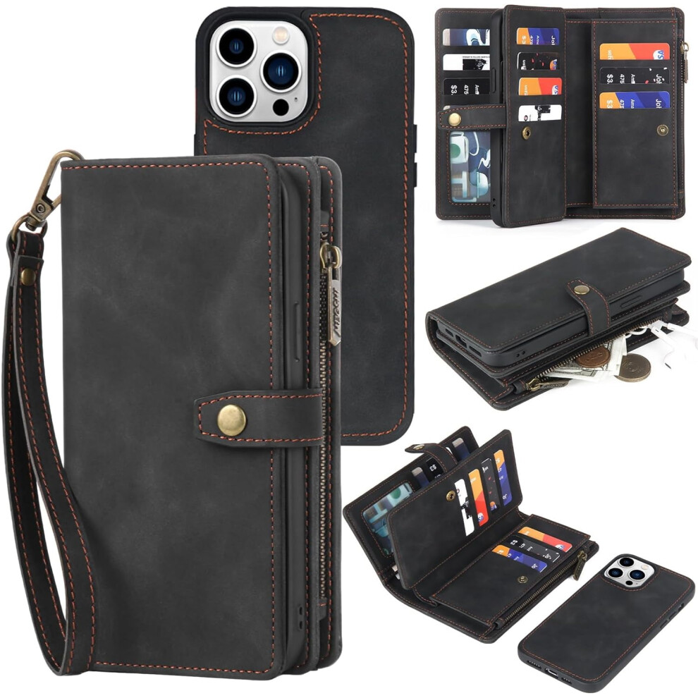 Wallet Case Compatible With Iphone 15 Pro Max Â Detachable Magnetic, Shockproof Leather Case With Card Holder, 6.7", Black 9065194459998