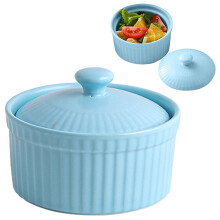 Moldes de porcelana con tapa y asa – Aptos para horno, redondos, para soufflé, crème brûlée, pudín, natillas, mini cazuelas