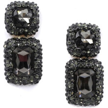 Vintage geometriska svarta färgglada strass uttalande örhängen eleganta fina kristalldroppe dingelörhängen balklänning örhängen för kvinnor