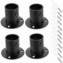 Set Of 4 Stainless Steel Curtain Rod Brackets For Curtain Rod (black)