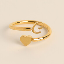Personalized Initial Heart Ring for Granddaughter Letter Jewelry Gift