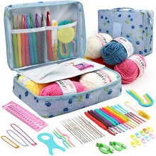 Crochet Kit for Beginners 59-Piece Set with Ergonomic Hooks