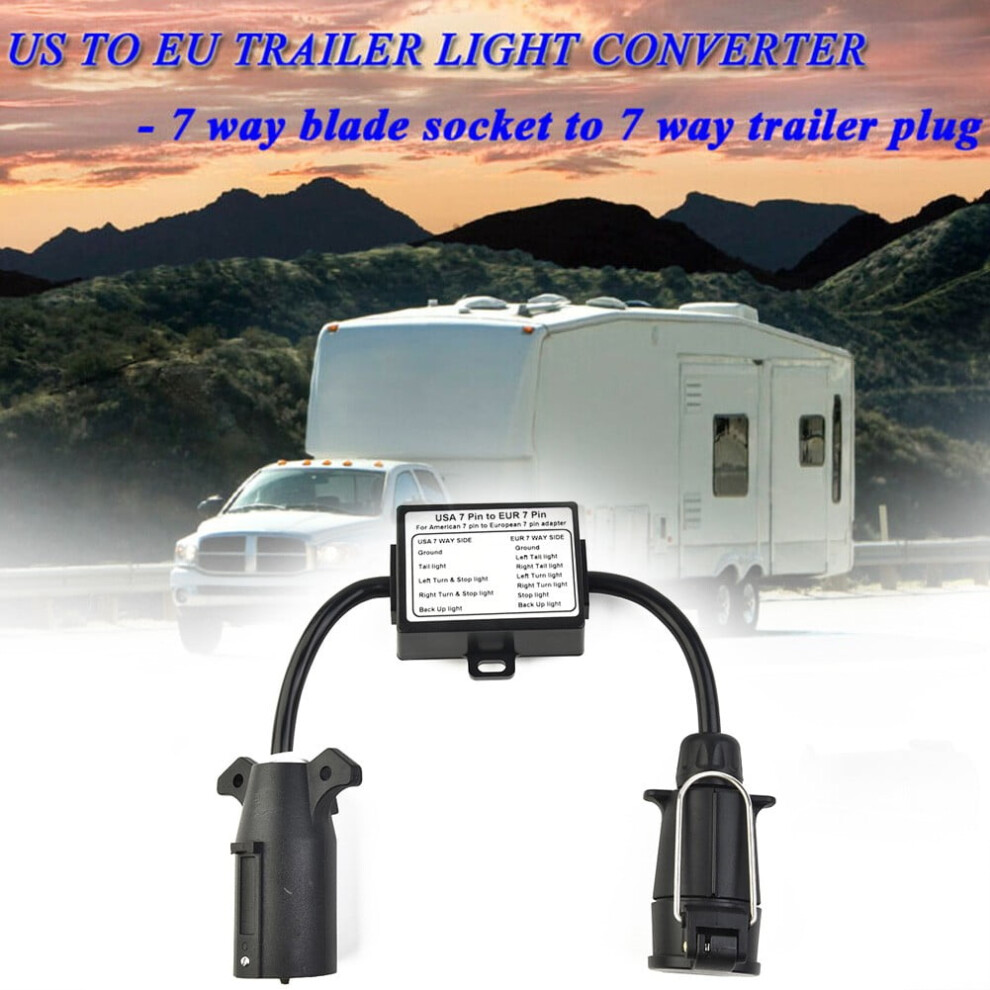 Trailer Converter 7 Pin Round Adapter European Trailer To 7-Pin Round Socket American- Tow Hitch Wire Plug- Accessories Light 9558830227032