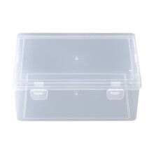 Stackable Clear Plastic Pencil Box Organizer 16oz Translucent Gel Pens Erasers Tape Secure Snap-tight Lid Handles