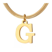 Personalized Gold Monogram Necklace Titanium Steel Initial Pendant Choker for Women