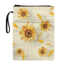 Polyester boekhoes als beschermhoes voor paperbackboeken met zonnebloemmotief.