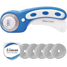 45mm Rotary Cutter w/ 5 Blades, Ergonomic Design & Safety Lock – Compatible with Fabric, Sewing, Quilting, Paper, Leather