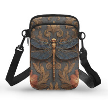 Schultertasche mit Libellenmuster für Damen, 11 x 5 x 18 cm, Reißverschluss, verstellbarer Riemen – geeignet für Reisen, Outdoor-Aktivitäten