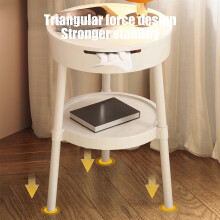 Table d'appoint ronde à deux niveaux avec tiroir et étagère
