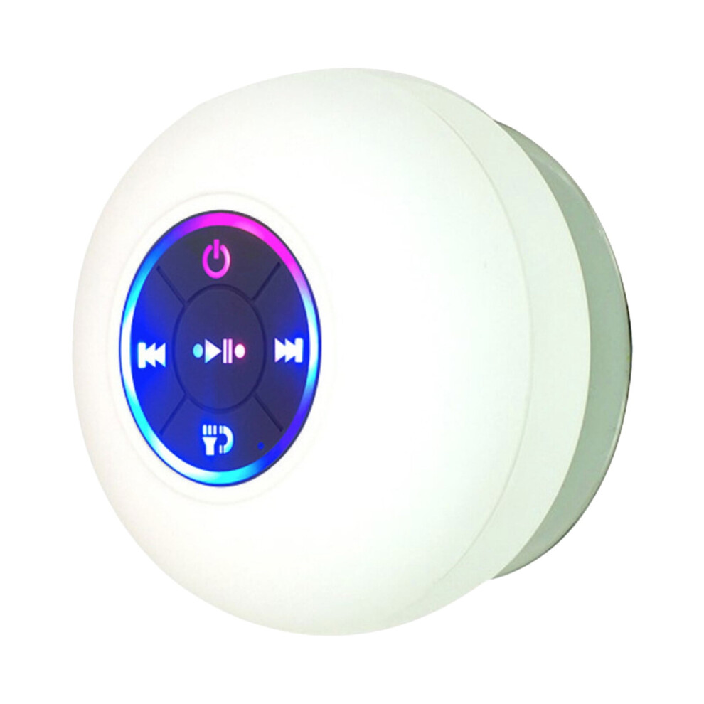 Bt 5.0 Speaker Ipx4 Waterproof Speaker With Suction Cup Shower Speaker With Built-In Mic Hands-Free Call Ambient Light/White 9362892450433