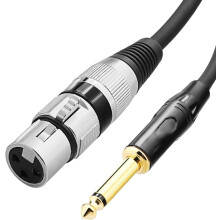 Female XLR to 1/4 (6.35mm) TS Mono Jack Unbalanced Microphone Cable Mic Cord for Dynamic Microphone - 10 FT/3 Meters