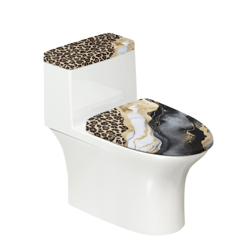 Leopardprint marmor toiletlågbetræk justerbar elastik