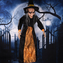 Animated Witch with Sound & Light for Halloween Decor—Voice-Activated, Compatible with Haunted House & Escape Room Props