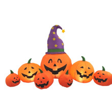 8ft Inflatable Halloween Pumpkins with LED Lights & Witch Hat, Outdoor Yard Decor, Compatible with Standard Air Pumps