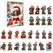 Christmas Dachshund Advent Calendar 24 Day Countdown Calendar Surprise Gift Gift Box Christmas Tree Hanging Ornament Christmas Holiday Party Decor