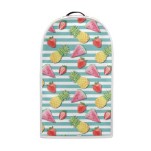 Housse anti-poussière pour machine à café avec poignée supérieure et dragonne, motif fruits tropicaux sur rayures nautiques