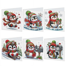 DIY 5D Diamant-Kunst-Weihnachtskarten-Set Pinguine 6-teilig