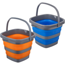 2-Pack 2.6-Gal (10L) Collapsible Plastic Buckets – Foldable, Space-Saving, for Cleaning, Camping, Gardening, Fishing; Compatible with Standard Gear