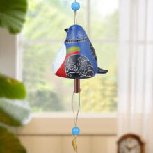 Metal Wind Chimes Blue Hand Painted Outdoor Garden Decor, Hanging Bird Bell with Soothing Sound for Patio Yard Porch Balcony Decoration Gift