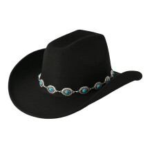 Kovbojský klobúk Western tyrkysový, bohémsky, so širokým okrajom, unisex