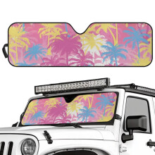 Windshield Sun Shade for Jeep Wrangler (2007-2018 JK/JKU & 1997-2006 TJ/LJ), Aluminum Foil, Palm Tree Design, Blocks UV/Heat