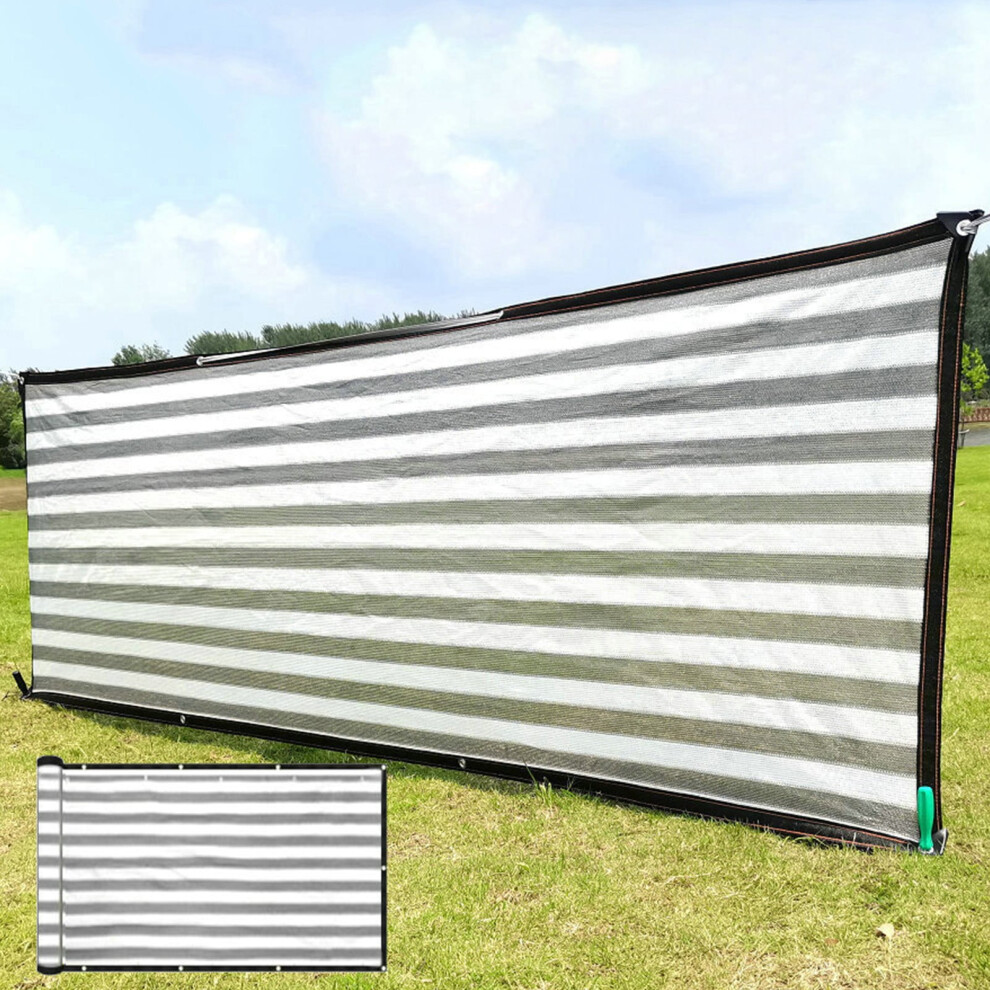 Balcony Privacy Screen For Apartment Railing, Fence Panels, Porch/Deck/Backyard Net Mesh With Zip Ties Â Gray & White Stripe 9122141079873