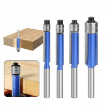 Flush Trim Router Bit Set, 4 Pcs (1/4", 5/16", 3/8", 1/2"), 1/4" Shank, Top Bearing, Compatible with DeWalt, Bosch, Makita