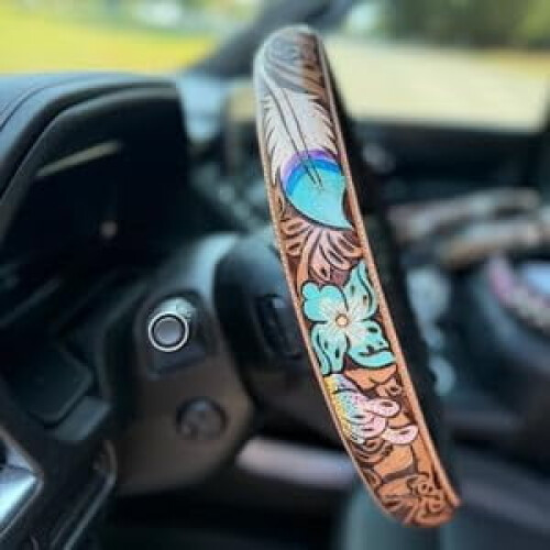 Capa de volante estilo cowboy retrô, tamanho universal de 15 polegadas.