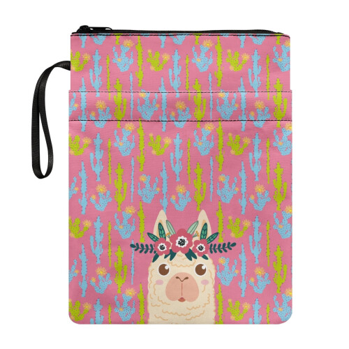 Polyester Bible cover retro alpaca cactus pink pattern