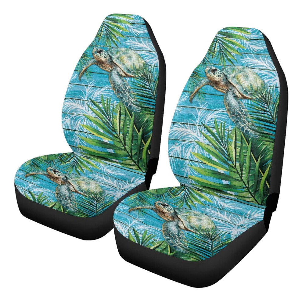 Soft 2Pcs Tropical Turtle Car Seat Covers, Stretchy Plush High-Back Bucket Protectors For Most Cars, Suvs, Sedans, Trucks, Vans Coral 9122141080817