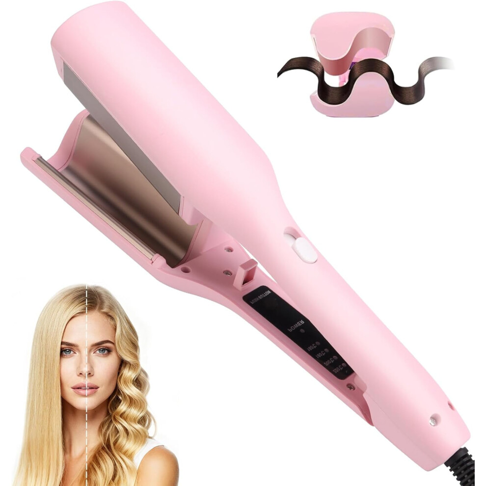 Pink 32Mm Negative Ion Curling Iron For Short Hair Â Smooth Waves, French Anti-Scald Design, Compatible With Standard Outlets