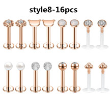 Stainless Steel Labret Studs CZ Opal 4-25 pcs