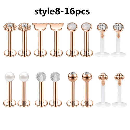 Stainless Steel Labret Studs CZ Opal 4-25 pcs