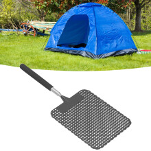 Retractable Plastic Fly Swatter Mosquito Racket with Steel Rod, Black