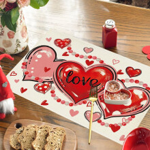 Valentijnsdag placemats met hartjespatroon, 45x30 cm