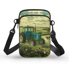 Schultertasche mit ländlichem Traktormuster, doppellagiges Polyester für Damen